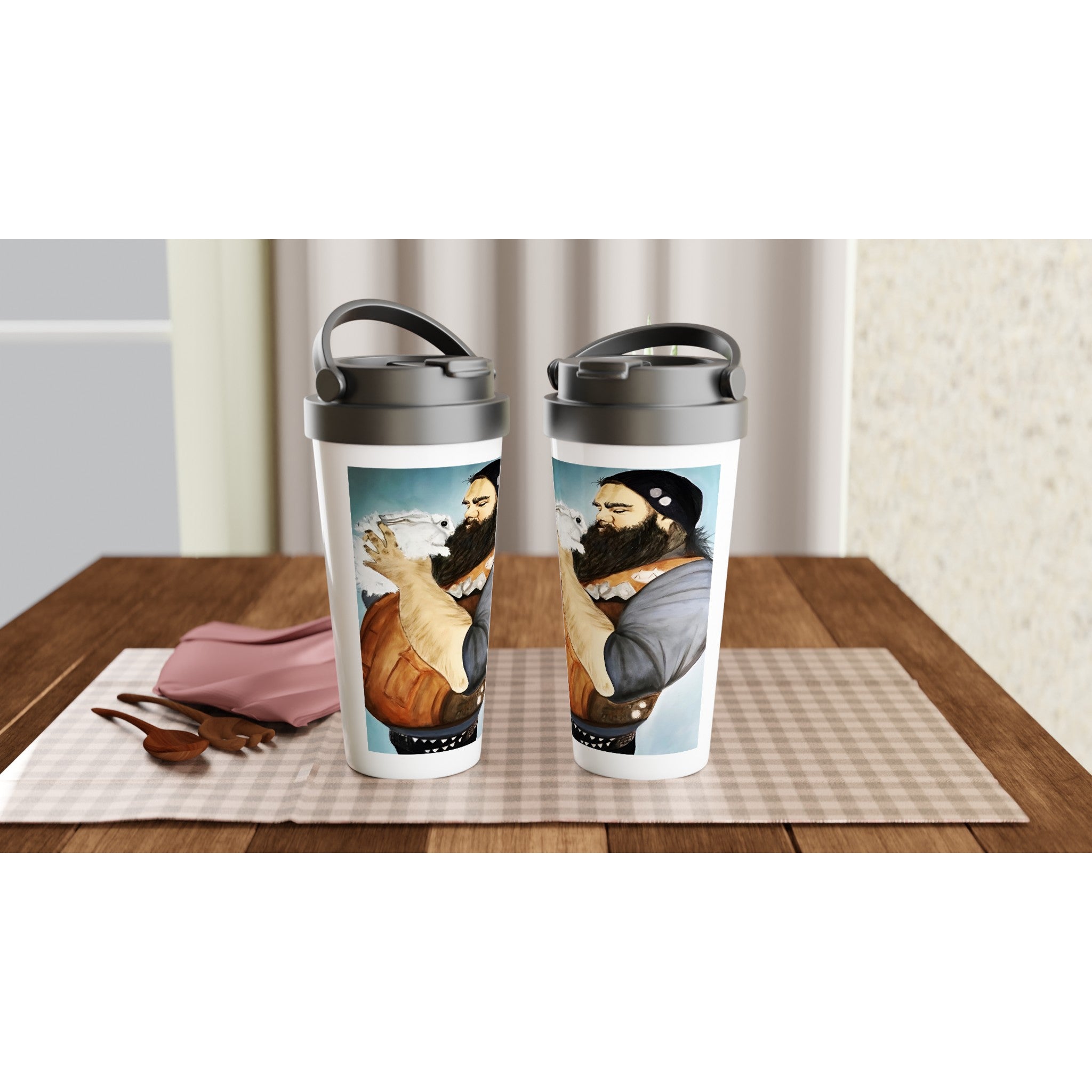 GENTLE GIANT - White 15oz Stainless Steel Travel Mug