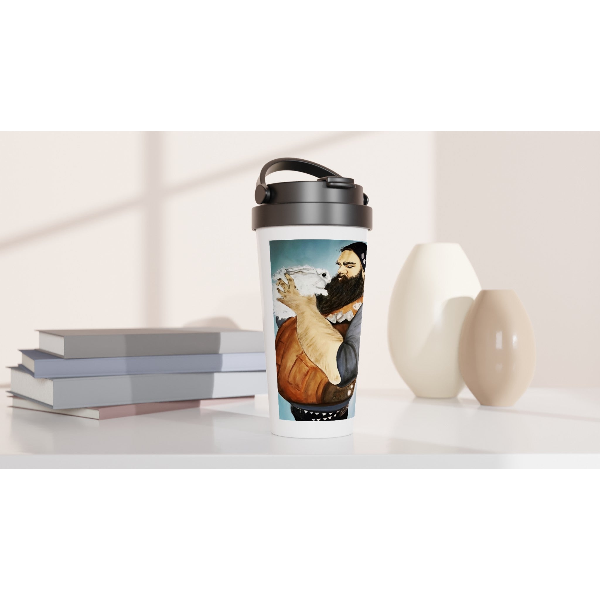 GENTLE GIANT - White 15oz Stainless Steel Travel Mug